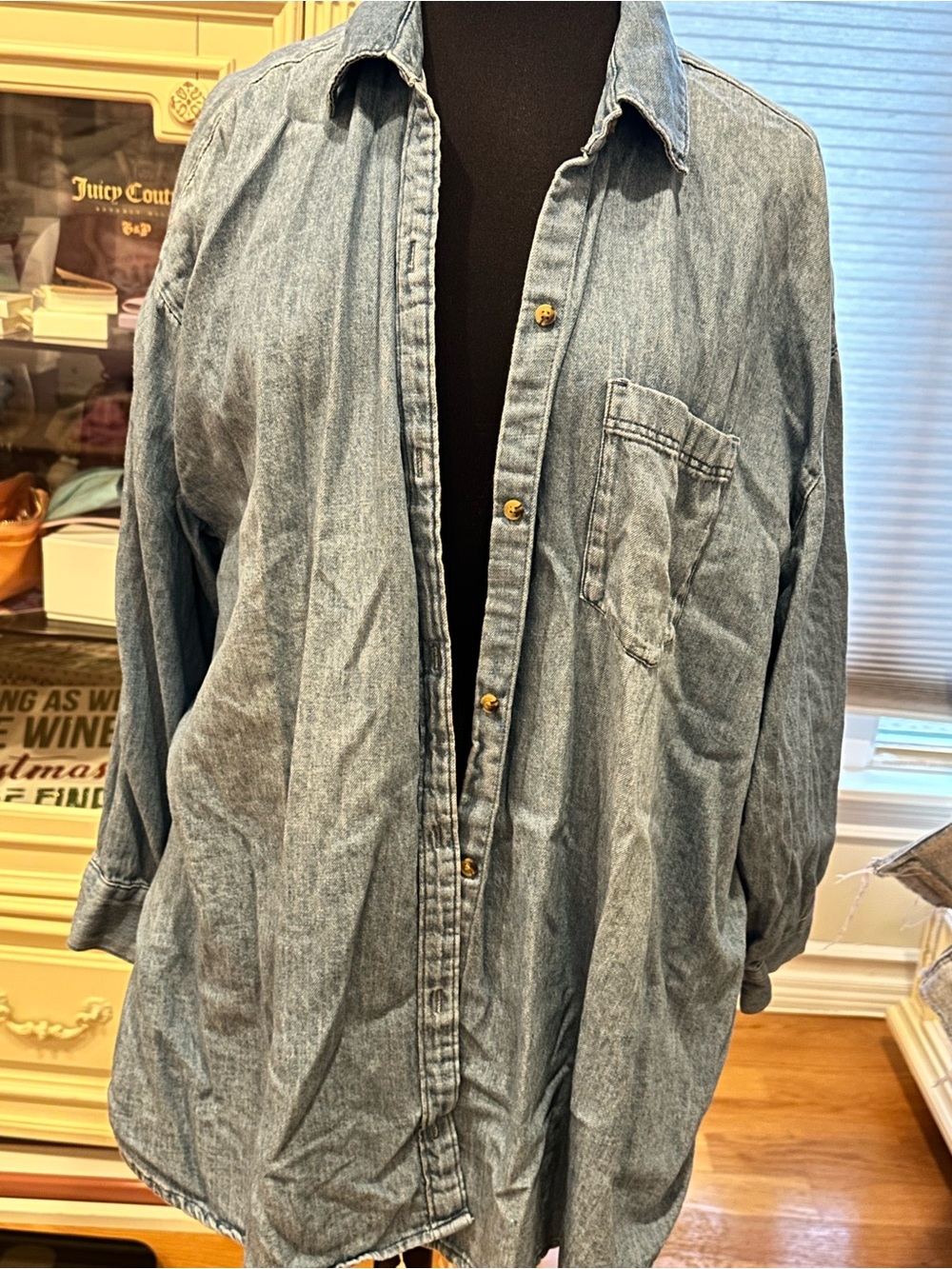 Old Navy Oversized Denim Boyfriend Button Down Shirt
